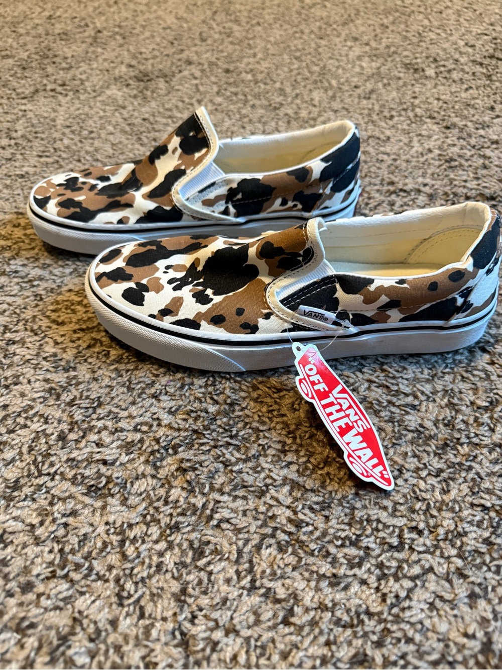 Women’s Cow Print Slip On Vans